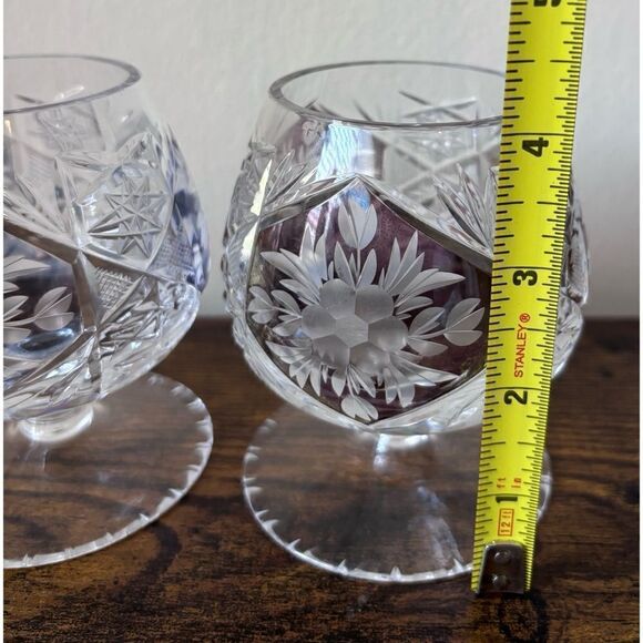 Vintage French Hand Cut Crystal  Cognac Glasses/ Set Of 2 - Picture 4 of 5